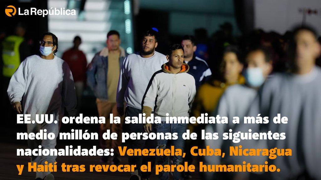 EE.UU. ordena la salida inmediata a más de medio millón de personas de las siguientes nacionalidades Venezuela, Cuba, Nicaragua y Haití tras - Cover Image